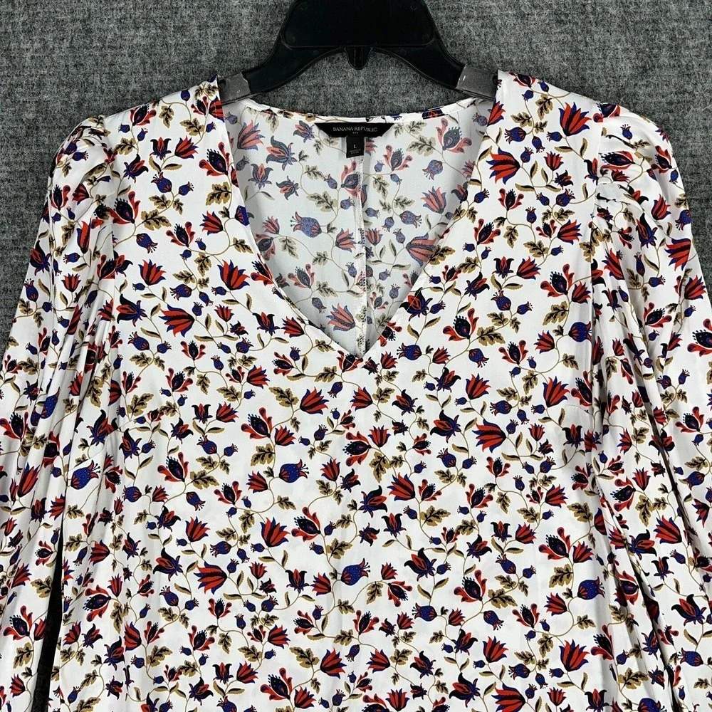 Banana Republic‎ Blouse Womens L Ditzy Floral Long Sleeve Romantic Feminine Chic
